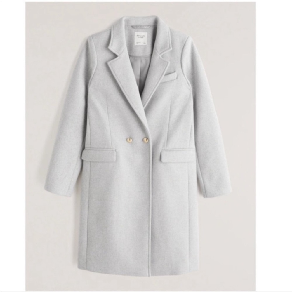 Abercrombie Light Grey Tailored Wool-Blend
Dad Coat